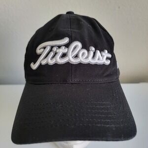 Titleist FootJoy FJ Golf Strapback‎ Hat Cap Logo Black Silver Adjustable Men